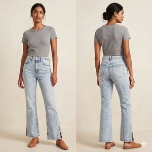 Old Navy Women's Denim Flare Jeans Size 2 Higher High Rise Split Hem boho retro
